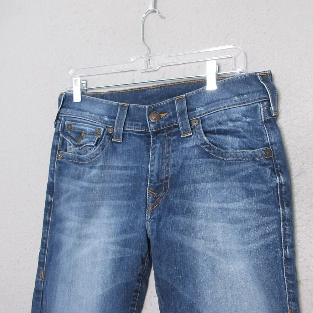 True Religion Men Jeans 31‎ Geno Denim Whiskered Flap Pocket USA Made Y2K Fade